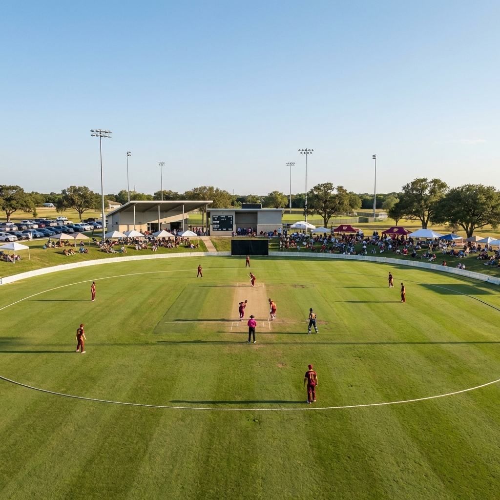 Cricket player batting on natural turf wicket